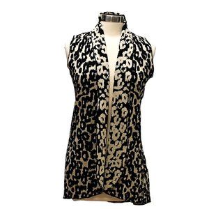 Cupio Animal Print Long Open Front Sleeveless Duster/Vest